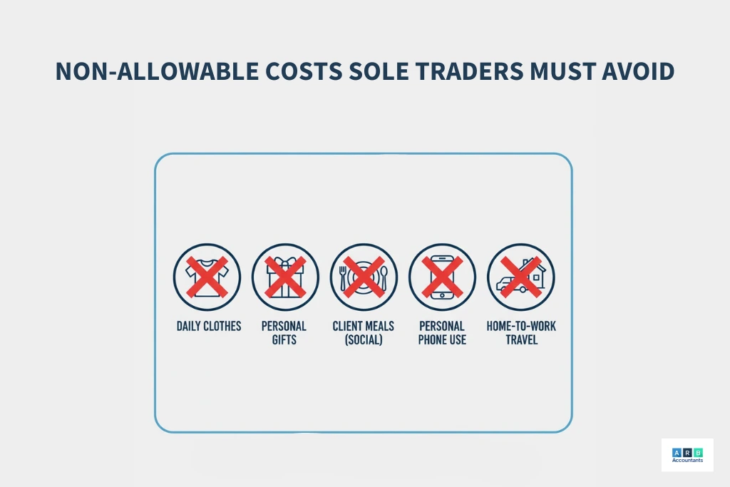 Which costs are disallowed, what you cannot claim as a sole trader